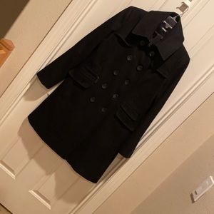 DKNY black wool blend 3/4 length coat